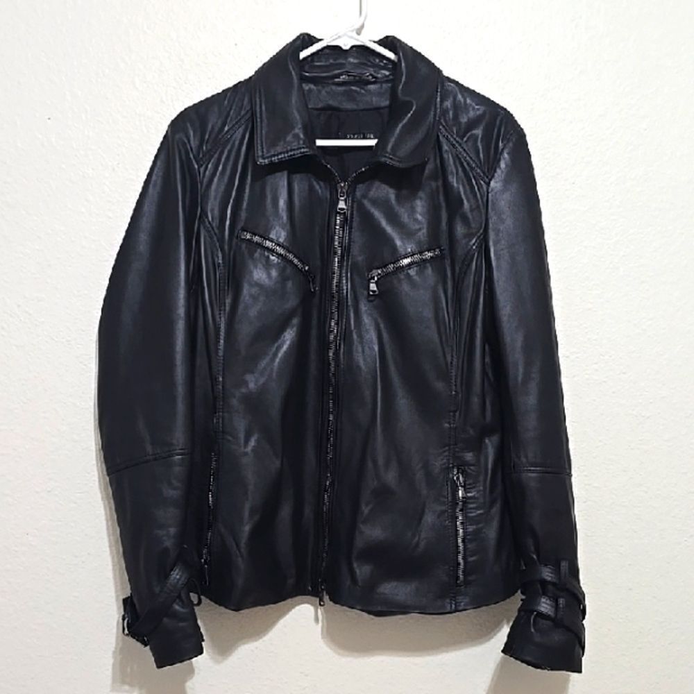 Forziere Vintage, Men's Black Leather Jacket Size 50